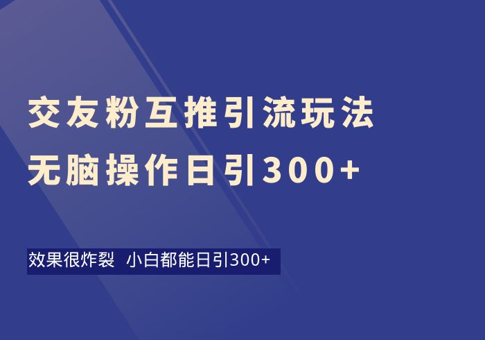 交友粉互推引流玩法，无脑操作日引300+-掘金之道